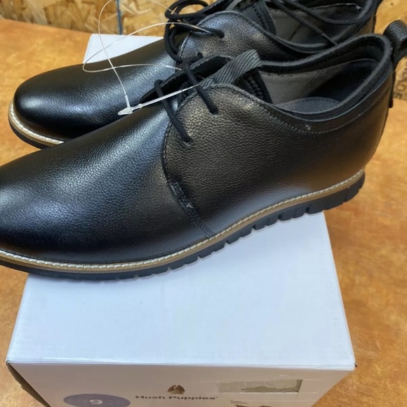 NEW Men's Hush Puppies Colby Oxford Black Leather HMV10442 007 size 9 - Picture 3 of 8